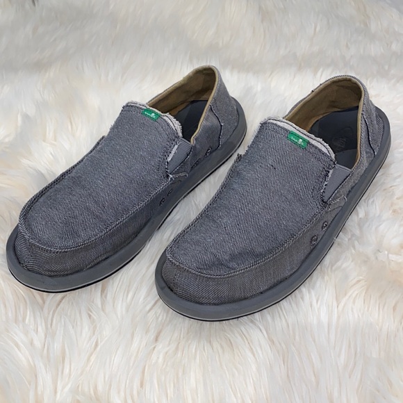 SANUK Sidewalk Surfer Dark Grey Denim Slip On - Picture 3 of 13